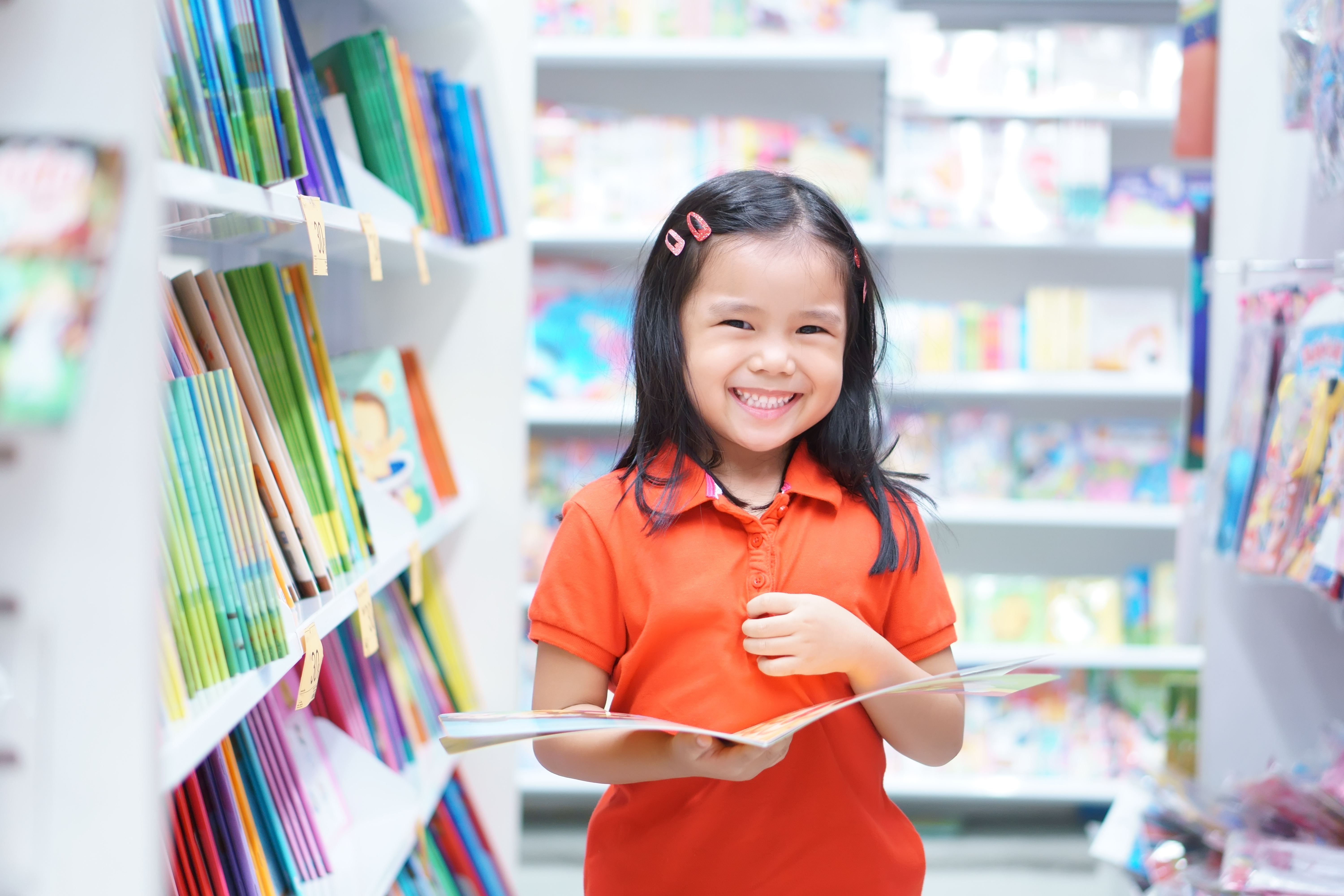 Child reading in a bookstore
